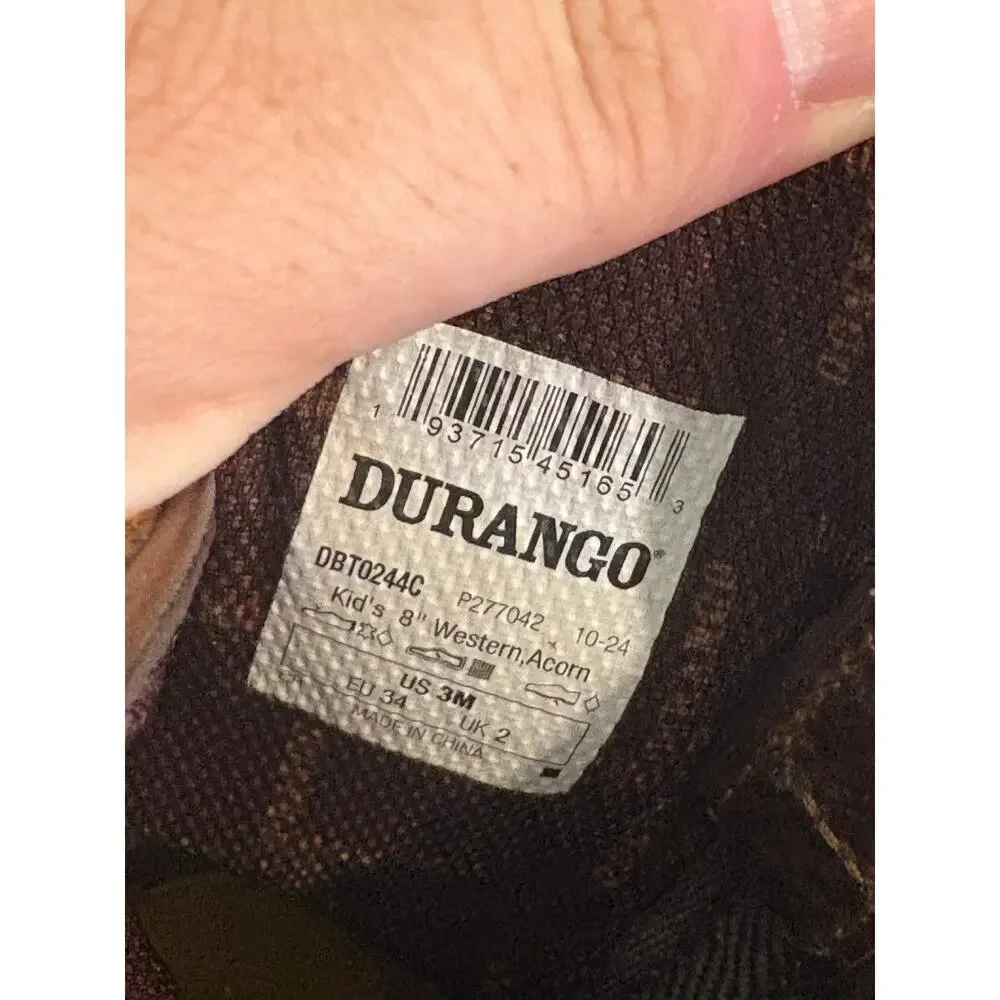 Durango Distressed Flag Western Boot Acorn Kids Size 3 Boys 8